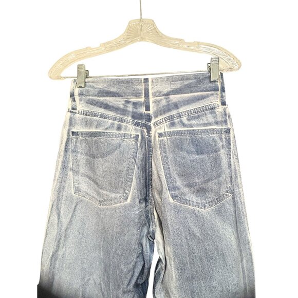 ZARA High Rise Wide Leg Jeans Size 0 / EUR 32 Light Wash Distressed Denim Y2K - Picture 9 of 12